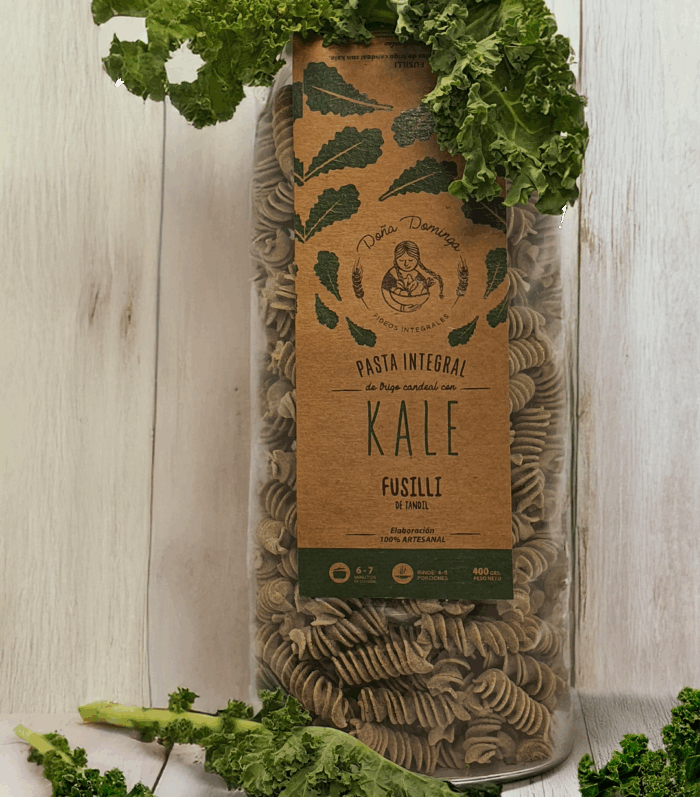Fideos integrales con kale orgánicos "Doña Dominga" - Imagen 1