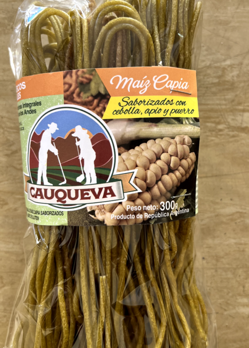 Fideos Cauqueva SIN TACC. Capia con apio cebolla y puerro